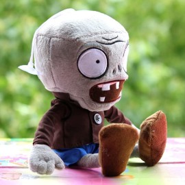 JHESAO 12 PVZ Plush Zombies Brown Coat Toys Soft Doll Gray