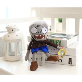 JHESAO 12 PVZ Plush Zombies Brown Coat Toys Soft Doll Gray