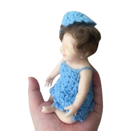 Guaber Reborn Baby Dolls, 6 Inch Mini Realistic Newborn Baby Girl Doll with Curly Rooted Hair 2 Clothes, Lifelike Reborn Doll Silicon Full Body