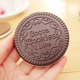 AKOAK Makeup Mirror, Cute Cookie Shaped Design Mirror with Comb, Portable Chocolate Makeup Mirror, 2 Pieces