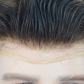 LLWear Toupee for Men with Human Hair System for Men 8x10 inch Soft French Lace Cap with 2 inch Clearly PU in Back Mens Hair Piece Men\'s Toupee Hair Replacement System 1B(Off Black Color) LLWear Toupee for Men with Human Hair System for Men 8x10 inch Soft French Lace Cap with 2 inch Clearly PU in Back Mens Hair Piece Men\'s Toupee Hair Replacement System 1B(Off Black Color)