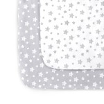 Pack and Play Sheets, 2 Pack Mini Crib Sheets, Stretchy Playard Fitted Sheet, Compatible with Graco Pack n Play, Soft and Breathable Material, Grey & White