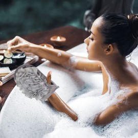 2 Packs Bath Sponge,Sponge Loofah Body Scrubber,Shower Pouf Cleaning Loofah Sponge,Shower Use Sponge for Body Wash Bathroom Men Women