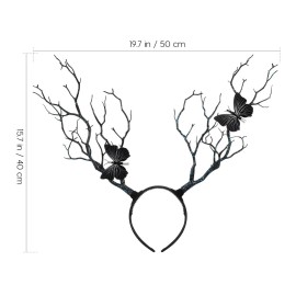 Lurrose Tree Branches Butterfly Headband Christmas Fairy Witch Tree Branches Antlers Headband Halloween Cosplay Prop Vintage Hair Accessories Gothic Headpiece Black Lurrose Tree Branches Butterfly Headband Christmas Fairy Witch Tree Branches Antlers Headband Halloween Cosplay Prop Vintage Hair Accessories Gothic Headpiece Black