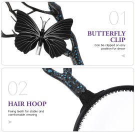 Lurrose Tree Branches Butterfly Headband Christmas Fairy Witch Tree Branches Antlers Headband Halloween Cosplay Prop Vintage Hair Accessories Gothic Headpiece Black Lurrose Tree Branches Butterfly Headband Christmas Fairy Witch Tree Branches Antlers Headband Halloween Cosplay Prop Vintage Hair Accessories Gothic Headpiece Black