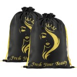 2PCS Satin Wig Bags Storage for Multiple Wigs Soft Silky Pouches with Drawstring Hair Packaging Bags for Wigs, Bundles,Hair Extensions,Tools, business gift bags Black)
