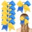 6PCS 8 Large Cheer Hair Bows Ponytail Holder, Rhinestones Cheerleader Bows with Elastic Band Hair Tie Handmade for Cheerleading Teen Girls College Sports (Yellow/Royal Blue)