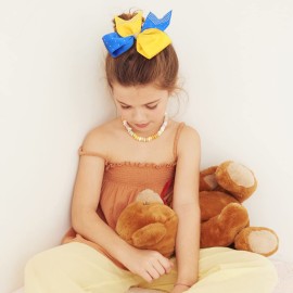 6PCS 8 Large Cheer Hair Bows Ponytail Holder, Rhinestones Cheerleader Bows with Elastic Band Hair Tie Handmade for Cheerleading Teen Girls College Sports (Yellow/Royal Blue) 6PCS 8 Large Cheer Hair Bows Ponytail Holder, Rhinestones Cheerleader Bows with Elastic Band Hair Tie Handmade for Cheerleading Teen Girls College Sports (Yellow/Royal Blue)