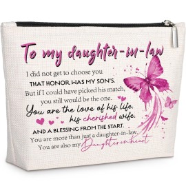 GevGuxLuo Daughter-in-Law Gifts, Makeup Bag Gifts for Daughter-in-Law, Daughter in law Birthday Gifts, Daughter-in-Law Gift for Mothers Day, Birthday, Wedding, Christmas