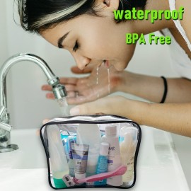 4 Pack Clear Cosmetic Bag for Travel - TSA Approved Toiletry Makeup Pouch - Carry-on Airport Airline Compliant - Portable PVC Waterproof With Zipper for Women - Quart Size Set 4 Pack Clear Cosmetic Bag for Travel - TSA Approved Toiletry Makeup Pouch - Carry-on Airport Airline Compliant - Portable PVC Waterproof With Zipper for Women - Quart Size Set