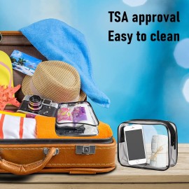 4 Pack Clear Cosmetic Bag for Travel - TSA Approved Toiletry Makeup Pouch - Carry-on Airport Airline Compliant - Portable PVC Waterproof With Zipper for Women - Quart Size Set 4 Pack Clear Cosmetic Bag for Travel - TSA Approved Toiletry Makeup Pouch - Carry-on Airport Airline Compliant - Portable PVC Waterproof With Zipper for Women - Quart Size Set