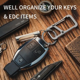 KeyUnity KM06 Keychain Carabiner Clip, Anti-Lost Quick Release Titanium Key Holder, 2 inch Key Organizer Heavy Duty for Men & Women