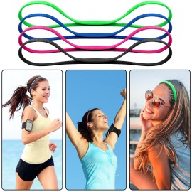 Duufin 20 Pieces Non-Slip Elastic Headbands Workout Headband Colorful Sweatband Fashion Yoga, Running Sport Headbands for Women, Men and Girls, 20 Colors Iridescence