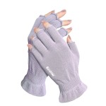 GSAFEME Cotton Gloves for Dry Hands - Fingerless Touchscreen Moisturizing Gloves for Sleeping - Cotton Eczema Gloves for Men and Women, Purple S/M 1 Pair