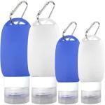 Cruise On Silicone Travel Bottle Set, TSA Approved, Leak-Proof Squeeze Bottles for Shampoo, Lotion & Liquids (2 oz & 1.4 oz), Refillable Containers with Carabiner Clips for Easy Carry