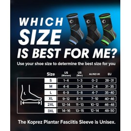 Koprez Plantar Fasciitis Sleeve - Plantar Fasciitis Relief, Plantar Fasciitis Socks, Ankle Compression Sleeve, Ankle Support for Women, Plantar Fasciitis Brace, Ankle Sleeve, Ankle Support Men