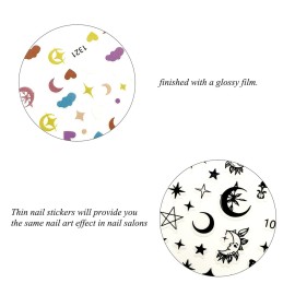 9 Large Sheets Starry Sky Star Cloud Wrangler Moon Rainbow Heart Nail Art Stickers for Women Girls Kids-3D Self Adhesive Star and Sky Series Nail Decals for Natural Fingernails and Acrylic Nail Decor