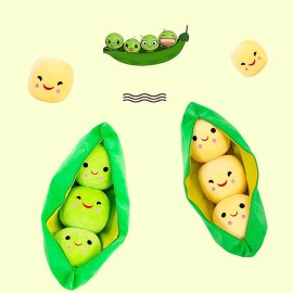 Giant Peas in A Pod Plush Toy Pea Pod Pillow Cute Pea Stuffed Toys Plant Doll Various Sizes (Green Beans,9.8\'\'/25cm)