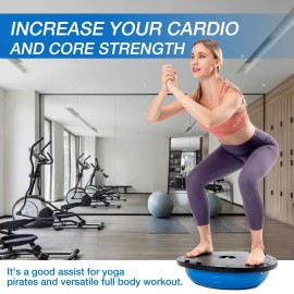 Half Balance Ball Trainer, Half Yoga Exercise Ball with Resistance Bands and Foot Pump, Balance Trainer for Stability Training, Strength Exercise Fitness, Home Gym Workout Equipment Half Balance Ball Trainer, Half Yoga Exercise Ball with Resistance Bands and Foot Pump, Balance Trainer for Stability Training, Strength Exercise Fitness, Home Gym Workout Equipment