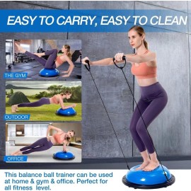 Half Balance Ball Trainer, Half Yoga Exercise Ball with Resistance Bands and Foot Pump, Balance Trainer for Stability Training, Strength Exercise Fitness, Home Gym Workout Equipment Half Balance Ball Trainer, Half Yoga Exercise Ball with Resistance Bands and Foot Pump, Balance Trainer for Stability Training, Strength Exercise Fitness, Home Gym Workout Equipment