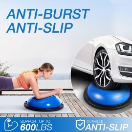 Half Balance Ball Trainer, Half Yoga Exercise Ball with Resistance Bands and Foot Pump, Balance Trainer for Stability Training, Strength Exercise Fitness, Home Gym Workout Equipment Half Balance Ball Trainer, Half Yoga Exercise Ball with Resistance Bands and Foot Pump, Balance Trainer for Stability Training, Strength Exercise Fitness, Home Gym Workout Equipment