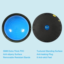 Half Balance Ball Trainer, Half Yoga Exercise Ball with Resistance Bands and Foot Pump, Balance Trainer for Stability Training, Strength Exercise Fitness, Home Gym Workout Equipment Half Balance Ball Trainer, Half Yoga Exercise Ball with Resistance Bands and Foot Pump, Balance Trainer for Stability Training, Strength Exercise Fitness, Home Gym Workout Equipment