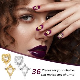 36 Pcs 3D Nail Charms Heart Nail Art Rhinestones Gold Silver Nail Jewelry Pearl Crystal Diamonds Rhinestones Gems for Beauty Manicure Nails Jewelry Making (Crown Style) 36 Pcs 3D Nail Charms Heart Nail Art Rhinestones Gold Silver Nail Jewelry Pearl Crystal Diamonds Rhinestones Gems for Beauty Manicure Nails Jewelry Making (Crown Style)