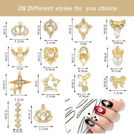 36 Pcs 3D Nail Charms Heart Nail Art Rhinestones Gold Silver Nail Jewelry Pearl Crystal Diamonds Rhinestones Gems for Beauty Manicure Nails Jewelry Making (Crown Style) 36 Pcs 3D Nail Charms Heart Nail Art Rhinestones Gold Silver Nail Jewelry Pearl Crystal Diamonds Rhinestones Gems for Beauty Manicure Nails Jewelry Making (Crown Style)