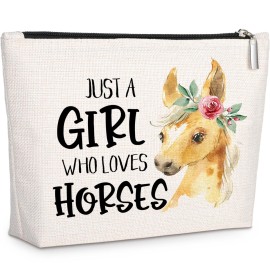 GevGuxLuo Horses Gifts for Horse Lovers, Birthday Gift for Best Friend Sister, Horse Accessories, Animal Lovers Makeup Bag Zipper Purse, Who Loves Horses Makeup Bag