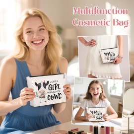 GevGuxLuo Cow Gifts for Cow Lovers, Cows Makeup Bag for Women Birthday Gifts Ideas for Daughter Sister Bestie