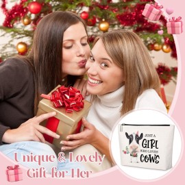 GevGuxLuo Cow Gifts for Cow Lovers, Cows Makeup Bag for Women Birthday Gifts Ideas for Daughter Sister Bestie