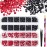 3440PCS 6 Sizes Black and Red Glass Crystal Kit with Pickup Pen + Tweezer Tools for Iridescent Shine Nail Art Manicure Makeup DIY Deco Flatback Round Bead Rhinestone Gem Jewelry Diamond