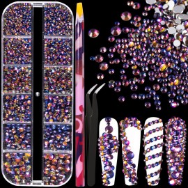 6 Sizes Iridescent Blue Glass Crystal Kit with Pickup Pen + Tweezer Tools for Shine Nail Art Manicure Makeup DIY Decoration Flatback Round Rhinestone Gem Jewelry Diamond 6 Sizes Iridescent Blue Glass Crystal Kit with Pickup Pen + Tweezer Tools for Shine Nail Art Manicure Makeup DIY Decoration Flatback Round Rhinestone Gem Jewelry Diamond