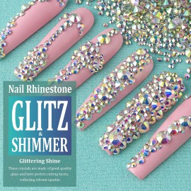 6 Sizes AB Glass Crystal Kit with Pickup Pen + Tweezer Tools for Iridescent Shine Nail Art Manicure Makeup DIY Decoration Flatback Round Rhinestone Gem Jewelry Diamond 6 Sizes AB Glass Crystal Kit with Pickup Pen + Tweezer Tools for Iridescent Shine Nail Art Manicure Makeup DIY Decoration Flatback Round Rhinestone Gem Jewelry Diamond