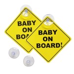 Baby on Board Sticker for Cars 2PCS , Baby On Board Warning Signs with Suction Cups , Durable and Strong Without Residue