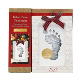 Kate & Milo 2022 Baby\'s Footprint Christmas Ornament, Fill in Baby\'s Print Holiday Ornament with Included Ink Pad, Gift for New and Expecting Parents
