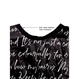 Betty Dain Hair Stylist Shampoo Cape, Waterproof & Stain Resistant Vinyl, Soft Nylon Neckband, Durable & Reusable Client Cover, Touch-and-close Fastener, 36 x 54 inches, Secret Messages - Black Betty Dain Hair Stylist Shampoo Cape, Waterproof & Stain Resistant Vinyl, Soft Nylon Neckband, Durable & Reusable Client Cover, Touch-and-close Fastener, 36 x 54 inches, Secret Messages - Black