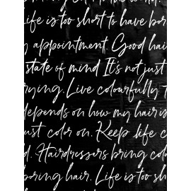 Betty Dain Hair Stylist Shampoo Cape, Waterproof & Stain Resistant Vinyl, Soft Nylon Neckband, Durable & Reusable Client Cover, Touch-and-close Fastener, 36 x 54 inches, Secret Messages - Black Betty Dain Hair Stylist Shampoo Cape, Waterproof & Stain Resistant Vinyl, Soft Nylon Neckband, Durable & Reusable Client Cover, Touch-and-close Fastener, 36 x 54 inches, Secret Messages - Black