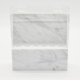 Tweezers Holder Shelf, Dust-proof Tweezer Stand, 6-Hole Acrylic Tweezers Display Stand, Storage Rack Eyelash Extension Box with Dust Cover for Salon (White Marble)