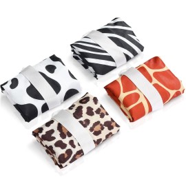 Frienda 4 Pieces Wet Dry Bag for Baby Waterproof Reusable Washable Diaper Bag Sealed with Handle for Travel, Beach, Swimsuit, Diapers, Dirty Gym Clothes and Toiletries (Animal Print)