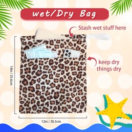 Frienda 4 Pieces Wet Dry Bag for Baby Waterproof Reusable Washable Diaper Bag Sealed with Handle for Travel, Beach, Swimsuit, Diapers, Dirty Gym Clothes and Toiletries (Animal Print)