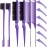 Remerry Nylon Hair Brush Set for Women & Girls, 12 Pieces Including 3 Row Salon Teasing Brushes, Double Sided Hair Edge Brush, Rat Tail Combs, Duckbill Clips - Purple