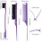 Remerry Nylon Hair Brush Set for Women & Girls, 12 Pieces Including 3 Row Salon Teasing Brushes, Double Sided Hair Edge Brush, Rat Tail Combs, Duckbill Clips - Purple
