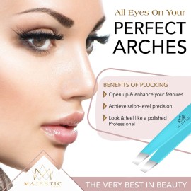 Majestic Bombay Fine Point + Slant Tweezers for Women and Men - Splinter Ticks, Facial, Brow and Ingrown Hair Removal-Sharp, Needle Nose, Surgical Tweezers Precision best tweezers for chin hair