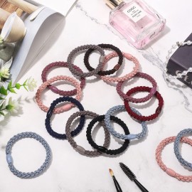 Chuangdi 12 Pieces Cotton Hair Ties Braided Elastic Hair Bands Ropes Braided Ponytail Holders Accessories for Women(Rich Colors)