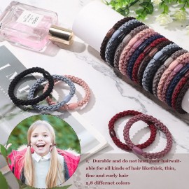 Chuangdi 12 Pieces Cotton Hair Ties Braided Elastic Hair Bands Ropes Braided Ponytail Holders Accessories for Women(Rich Colors)