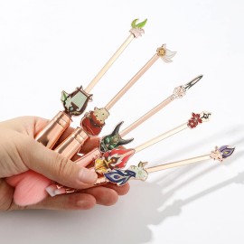 Genshin Vision Makeup Brushes Set - 5Pcs Creative Hot Game Cosmetic Brushes Set, Premium Synthetic Foundation Eyeshadow Brushes Gift for Young Girl Women Fans (Genshin 178)