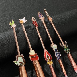 Genshin Vision Makeup Brushes Set - 5Pcs Creative Hot Game Cosmetic Brushes Set, Premium Synthetic Foundation Eyeshadow Brushes Gift for Young Girl Women Fans (Genshin 178)