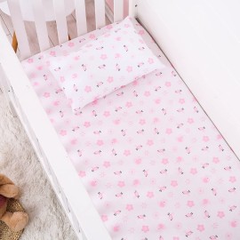 JISEN 3 Piece Crib Bedding Set Crib Quilt Crib Sheet Pillowcase - Soft Microfiber Printed Nursery Set for Baby Boys or Girls Pink Elephant