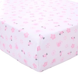 JISEN 3 Piece Crib Bedding Set Crib Quilt Crib Sheet Pillowcase - Soft Microfiber Printed Nursery Set for Baby Boys or Girls Pink Elephant